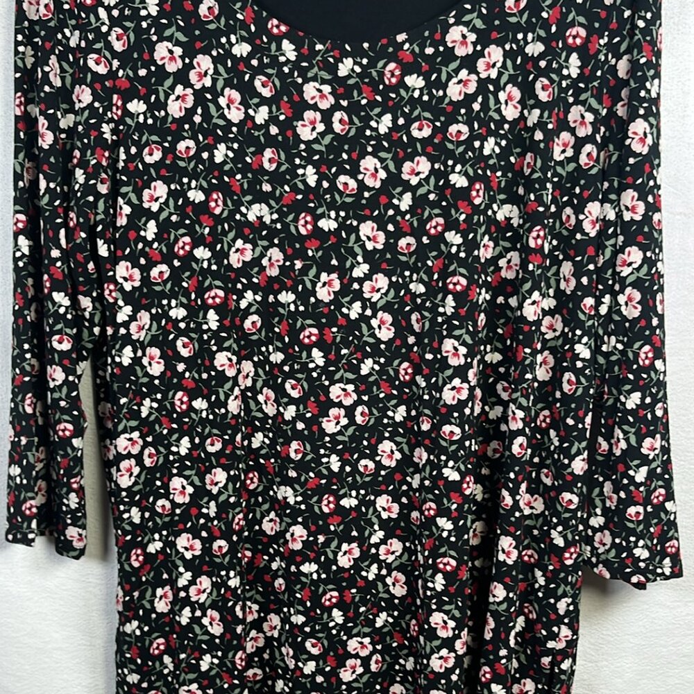 J Jill Wearever Collection Tunic Ditsy Floral SZ MD Cottage Casual OfficeWear‎